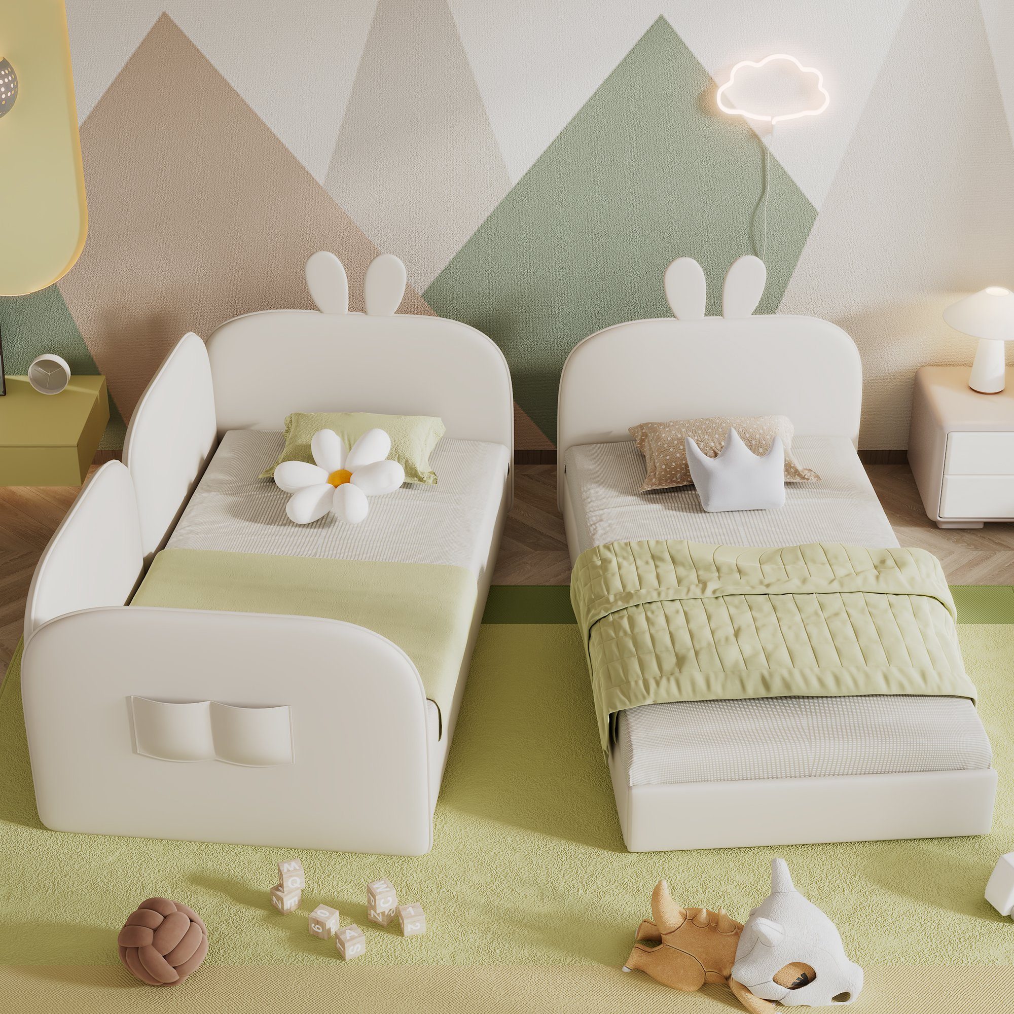 Flieks Polsterbett, Kinderbett Tagesbett mit Kaninchen günstig online kaufen