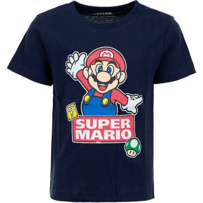 Super Mario Print-Shirt Super Mario T-Shirt Dunkelblau Jungen und Mädchen Kindershirt Gr.98 104 110 116 122 128