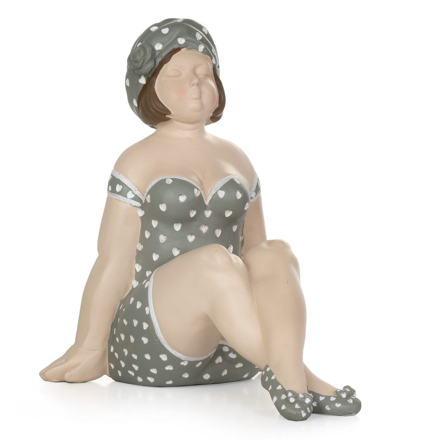 Moritz Dekofigur Deko-Figur mollige Badenixe im Badeanzug sitzend Maritime Deko, Dekofigur aus Polyresin Dekoelement Dekoration
