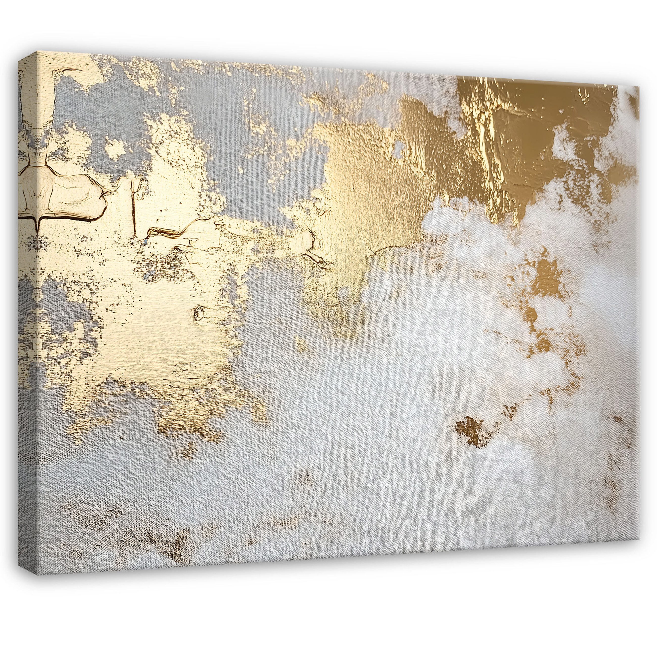 Leinwandbild Abstrakt Grau Gold Marmor Modern Wandbilder Wand Deko XXL Bilder