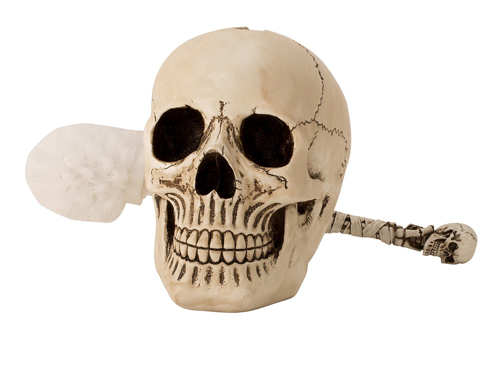 Klobürste beige Totenkopf Dekofigur Halloween Mel-O-Design 2096