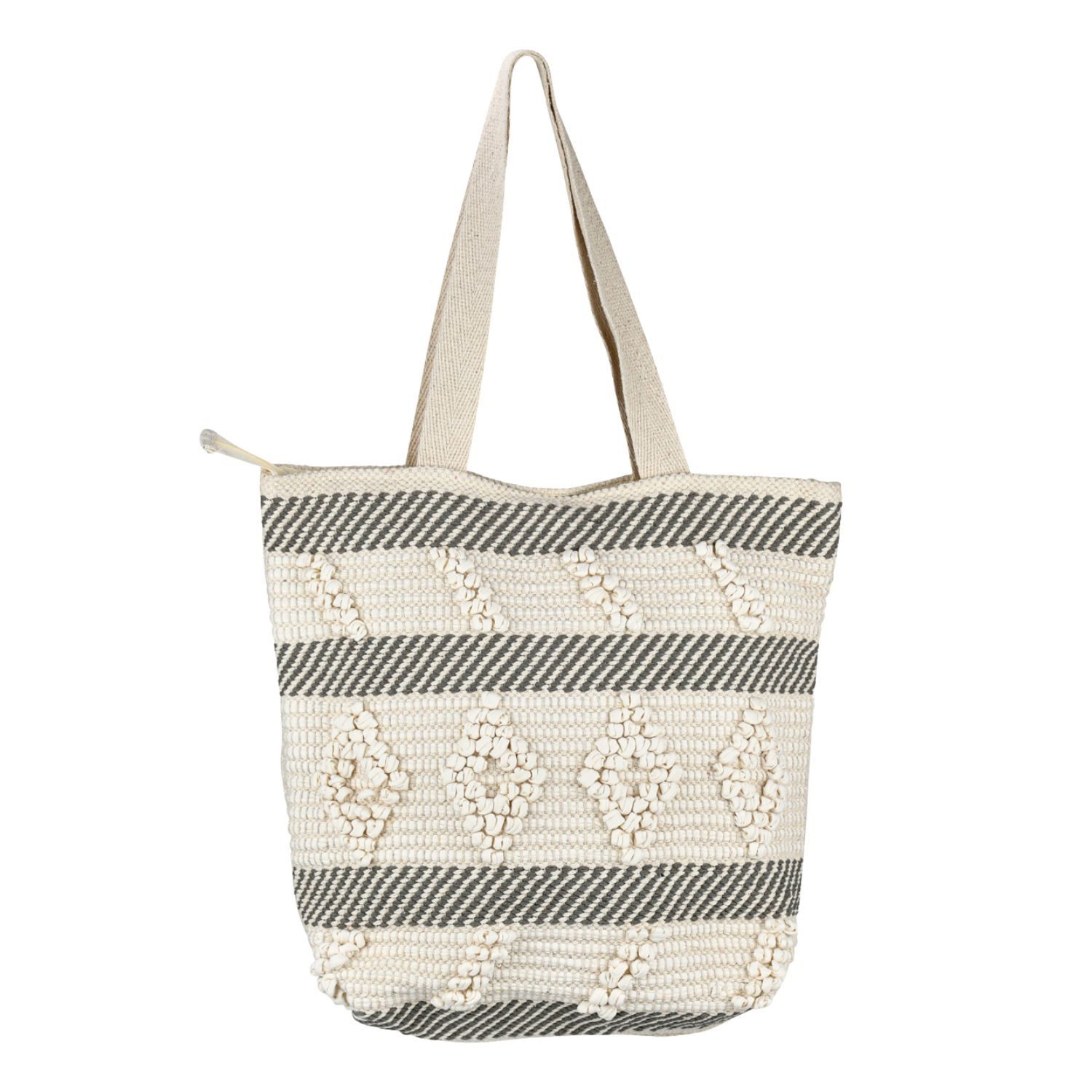 Marrakesch Orient & Mediterran Interior Schultertasche Boho Tasche Kalpur -1- 43x40cm, große Handtasche aus Baumwolle natur (1-tlg), Handarbeit