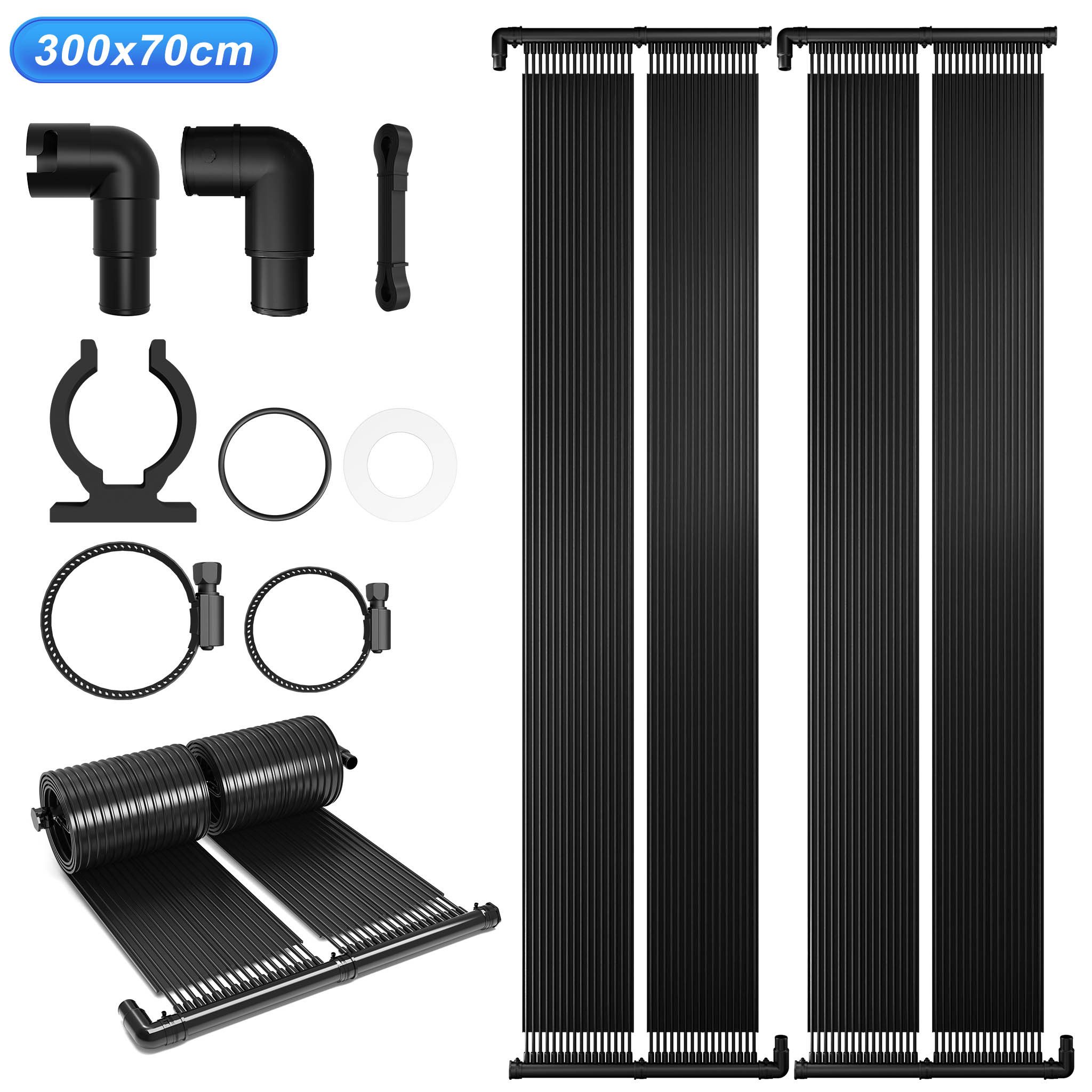 FIVMEN Solarabsorber Sonnenkollektor Poolheizung Solarheizung Pool Komplettset Solarheater, BxL: 70x300 cm, 300cmLx70cmB/400cmLx70cmB/500cmLx70cmB/ 600cmLx70cmB, Solarmatte Heizung für Pools Schwimmbad Gartendusche