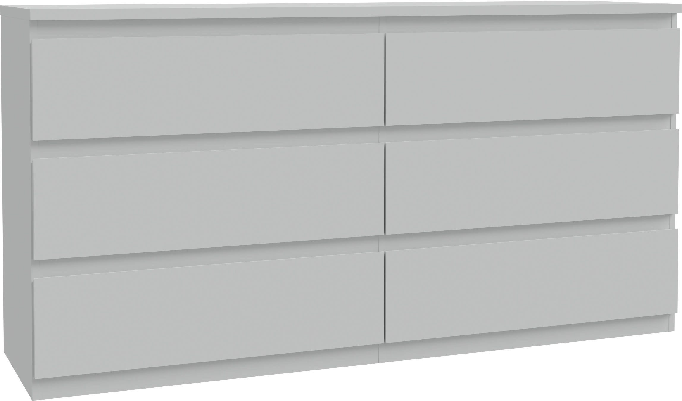 FORTE Kommode Edmore, große Kommode, grifflose Front, Stauraum, 6 Schubladen