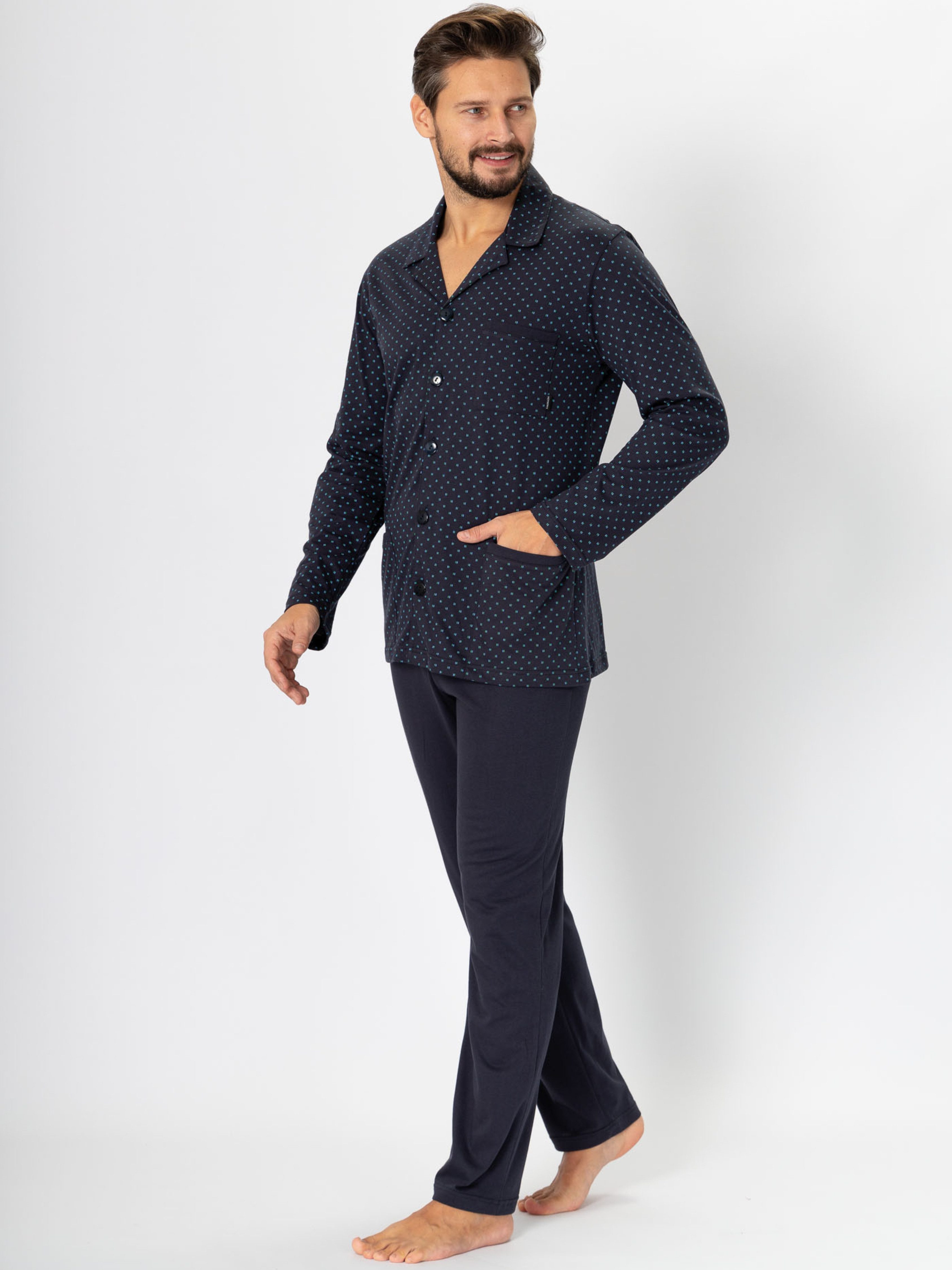 HOTBERG Pyjama klassischer Herren-Schlafanzug (2 tlg) mit Knopfleiste und R günstig online kaufen