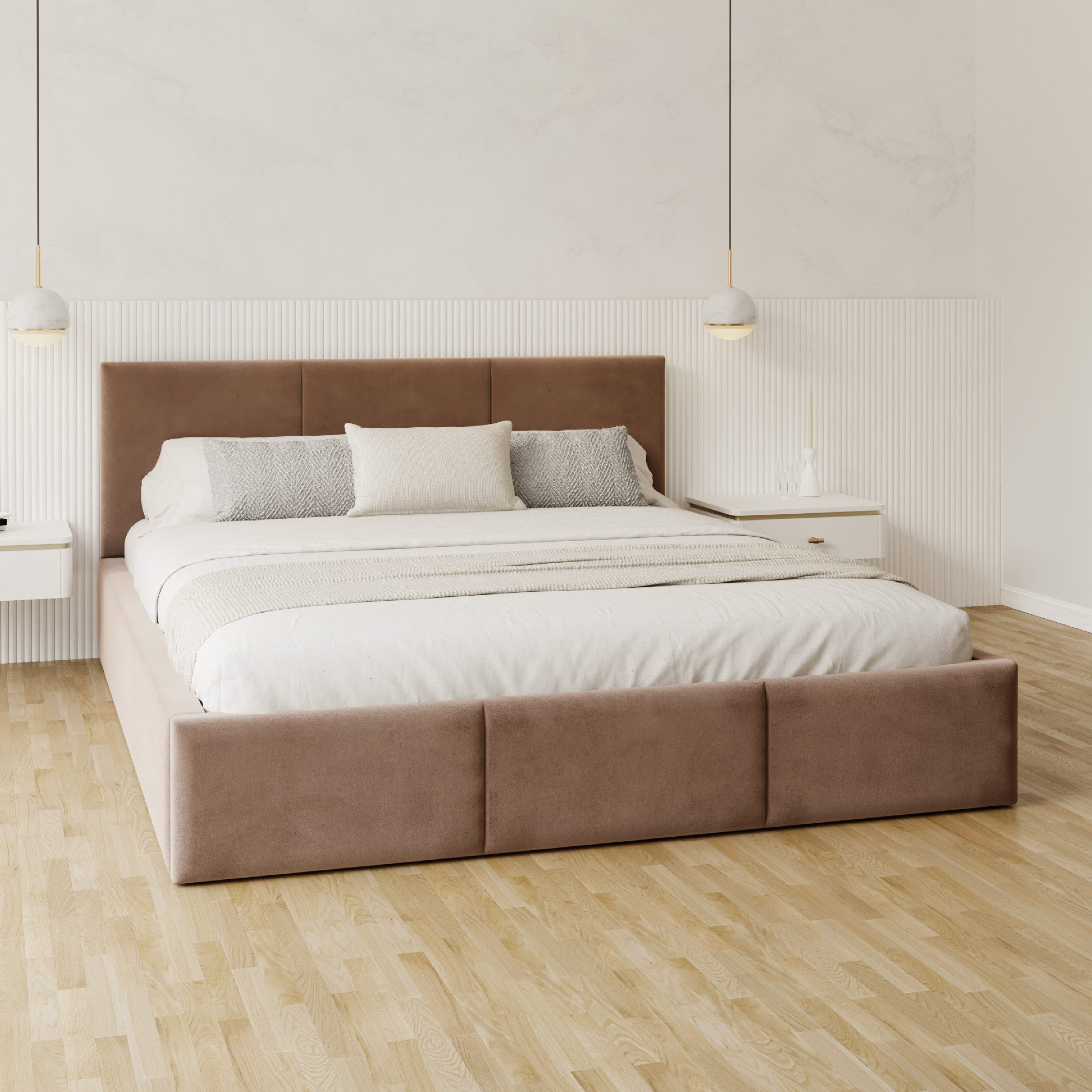 FDM Polsterbett AMBER modern mit Bettkasten MADE IN EU - mit Trinity Velour günstig online kaufen