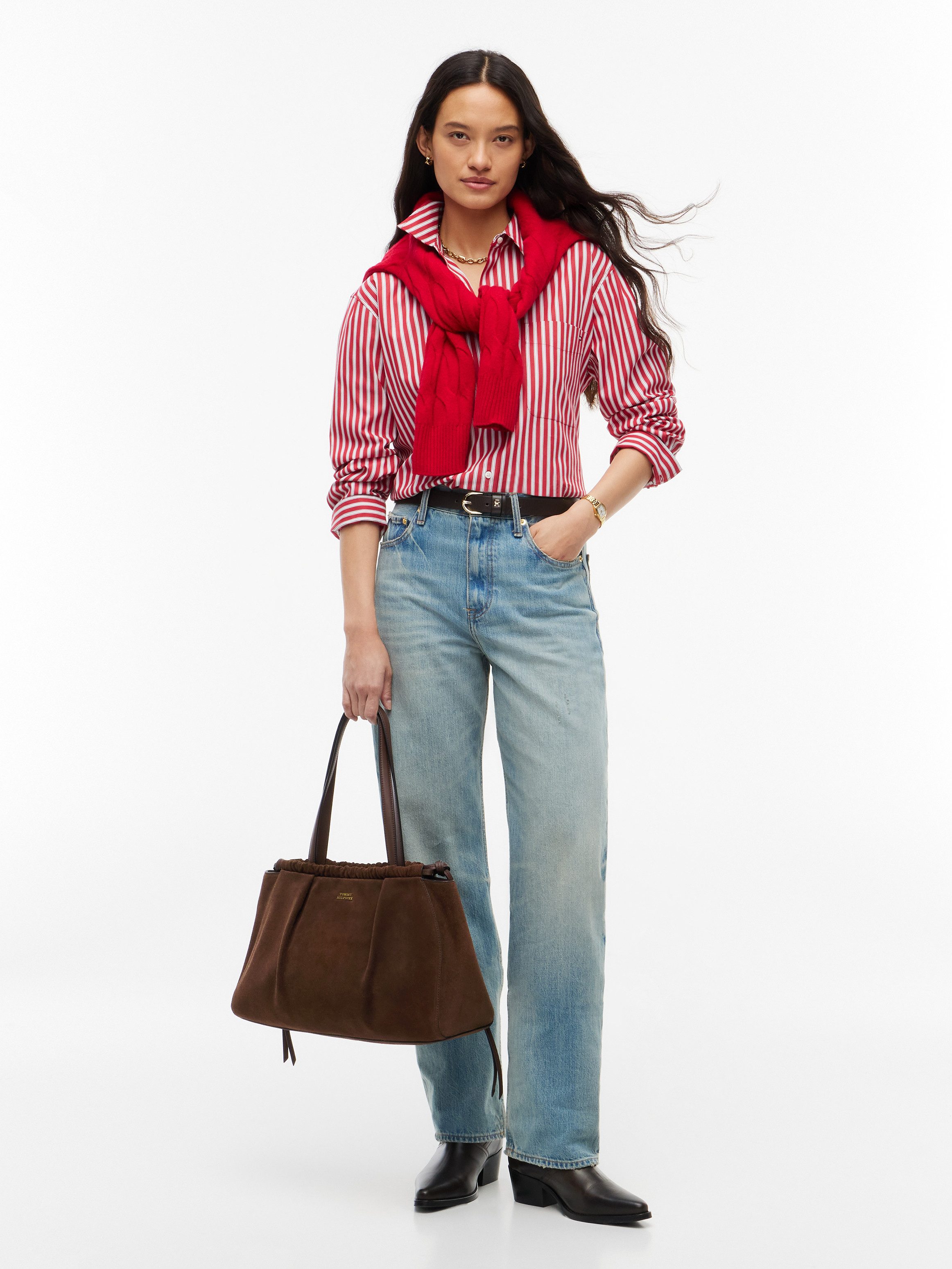 Tommy Hilfiger Hobo SOFT LEATHER HOBO SUEDE, Damen Handtasche, Schultertasche mit Kordelzug