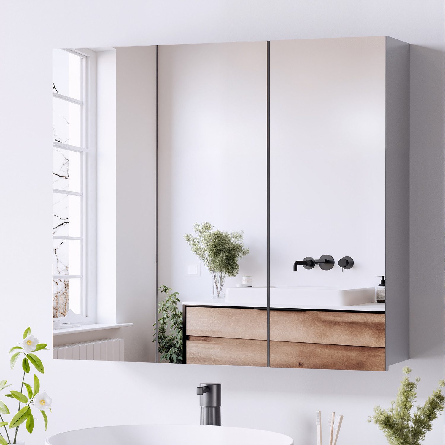 oyajia Spiegelschrank Badezimmerschrank Aufbewahrungsschrank Schminkspiegel günstig online kaufen