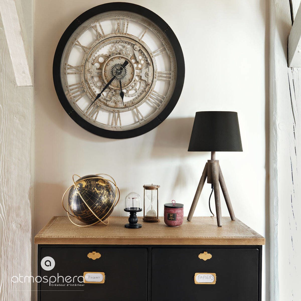 Atmosphera Créateur d'intérieur Dekoobjekt Deko Sanduhr, Mangoholz und Metall (Deko-Objekt, Deko-Objekt)