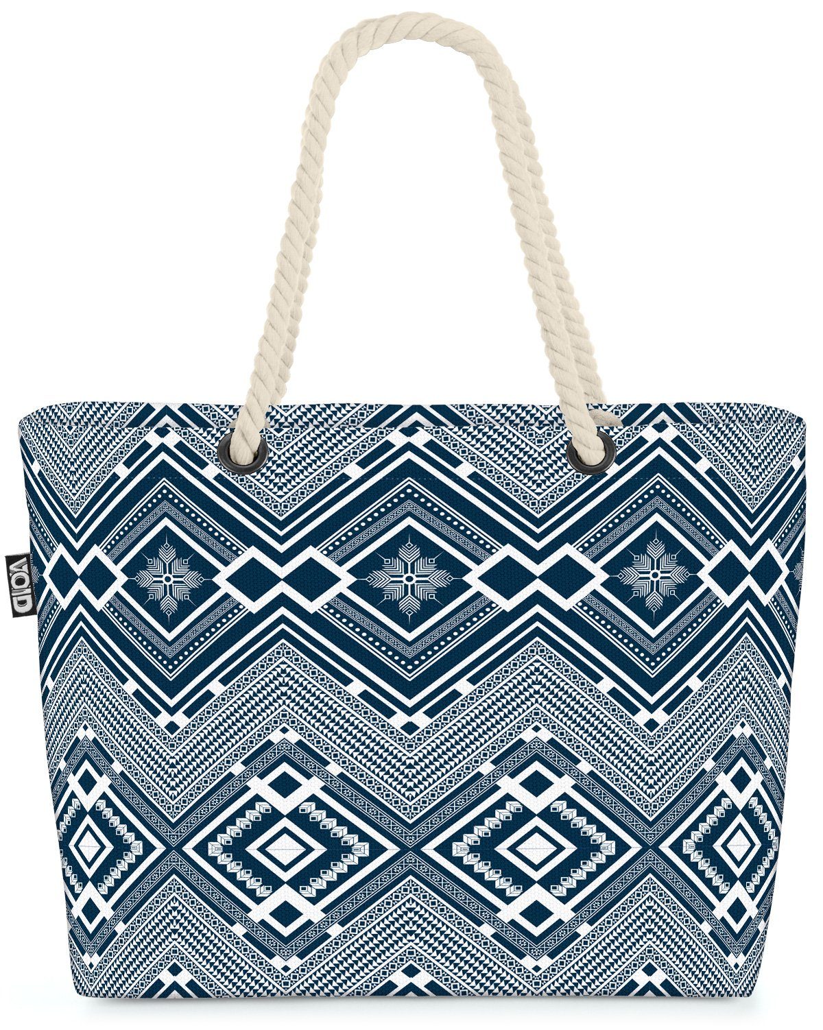 VOID Strandtasche (1-tlg), Orient Grafik Blau Design Afrika Muster Dekor schwarz Safari Indigen