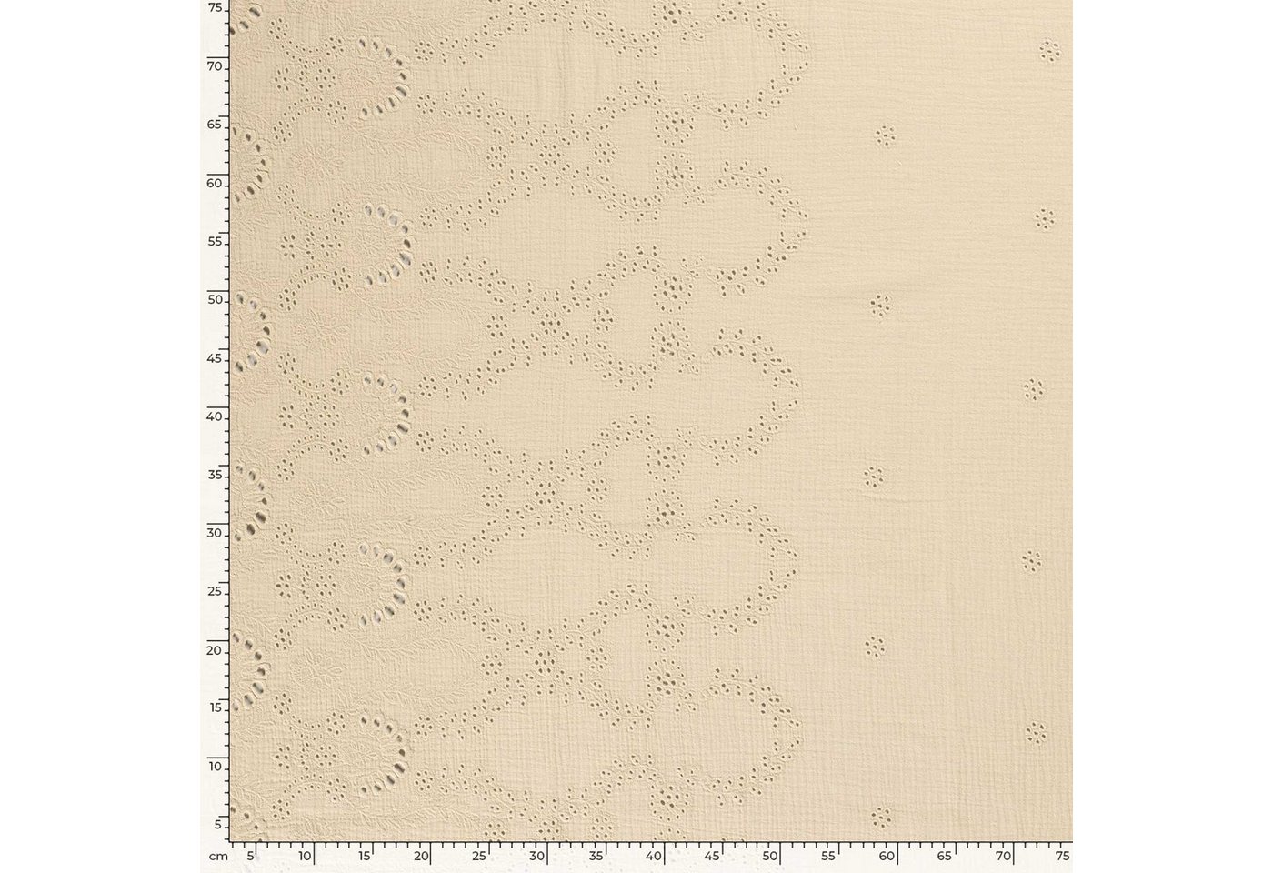 Thumbnail - maDDma Stoff Musselin-Stoff florale Muster ab 50x130cm uni Mulltuch, 151 - vanille