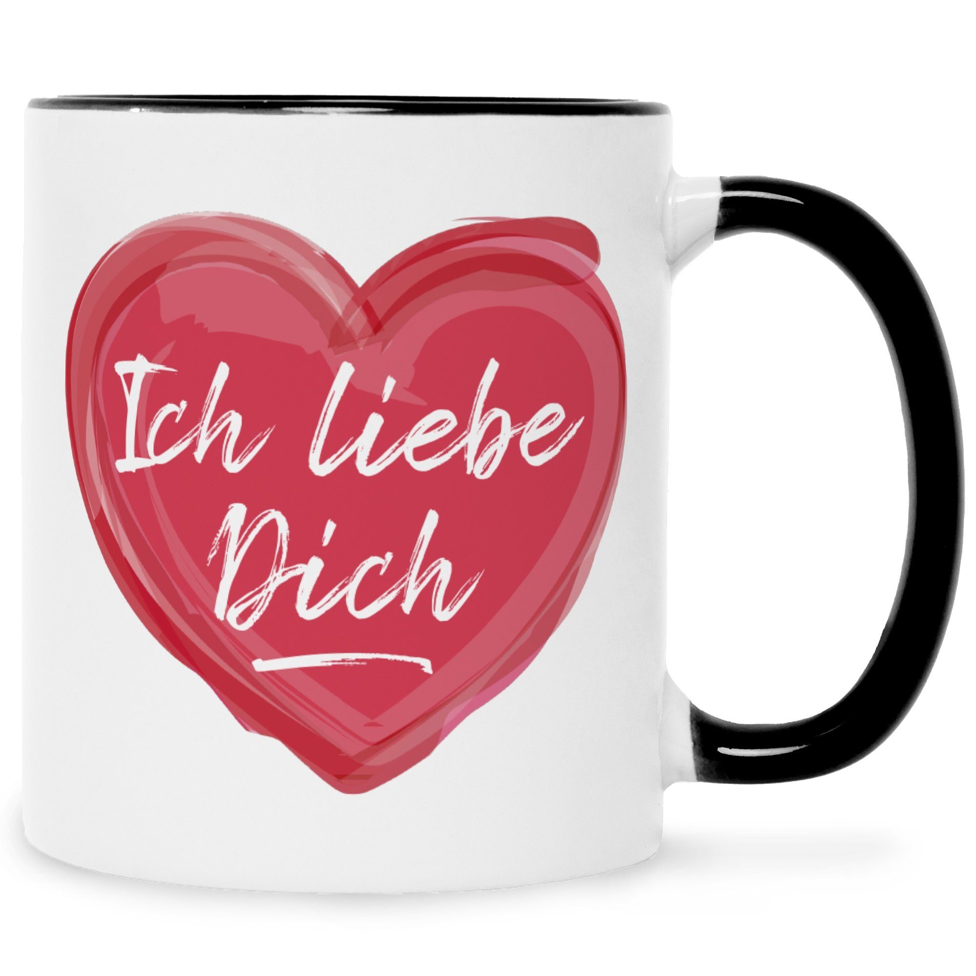 GRAVURZEILE Tasse Bedruckte Tasse mit Spruch - Ich liebe dich, Geschenke für Sie & Ihn zum Valentinstag - Geschenk für Pärchen Schwarz Weiß