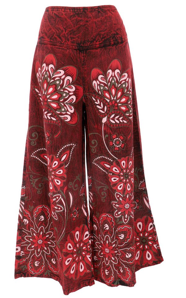 Guru-Shop Relaxhose Palazzohose, Boho Flower Power Baumwollhose,.. alternative Bekleidung