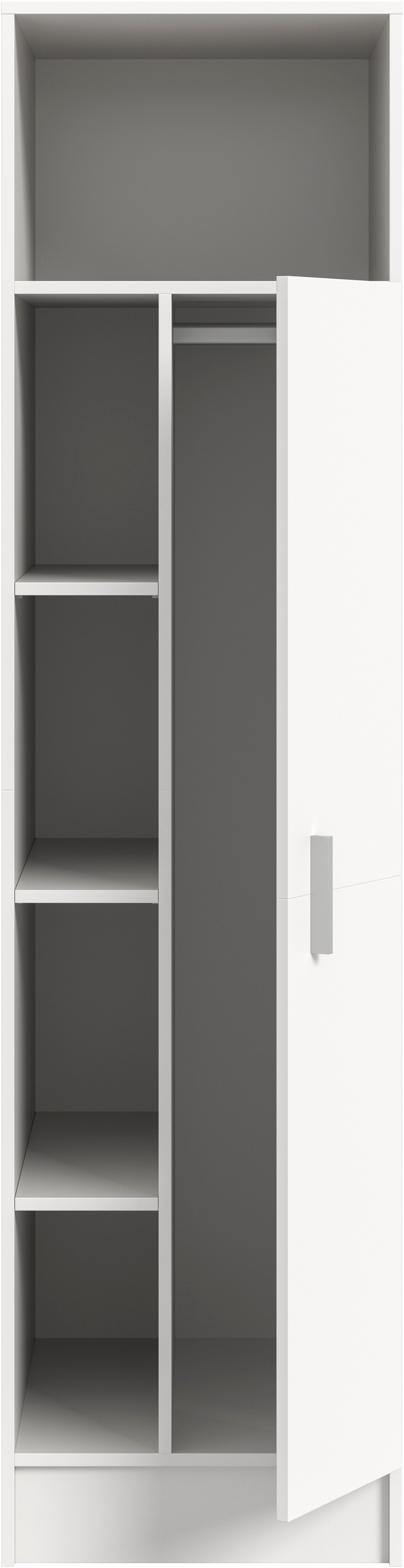 welltime Mehrzweckschrank FALAS, Höhe 195cm, 1 Tür, 1 Kleiderstange, 5 offene Fächer (1-St., in verschiedenen Farben erhältlich) Universalschrank, Wäscheschrank – Bild 4 von 5