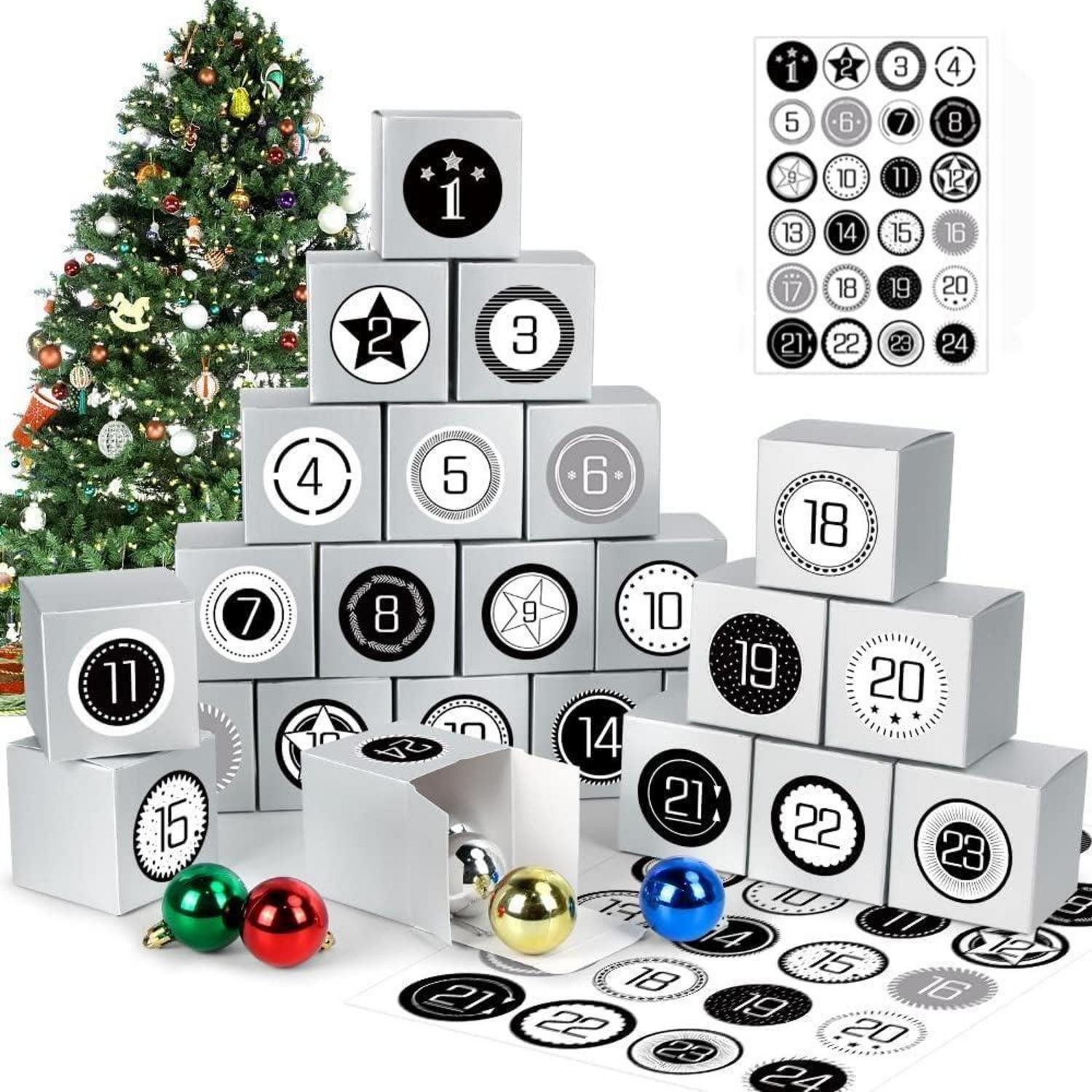 LuxusKollektion befüllbarer Adventskalender Adventskalender zum Befüllen 24 DIY Schachteln Geschenkboxen