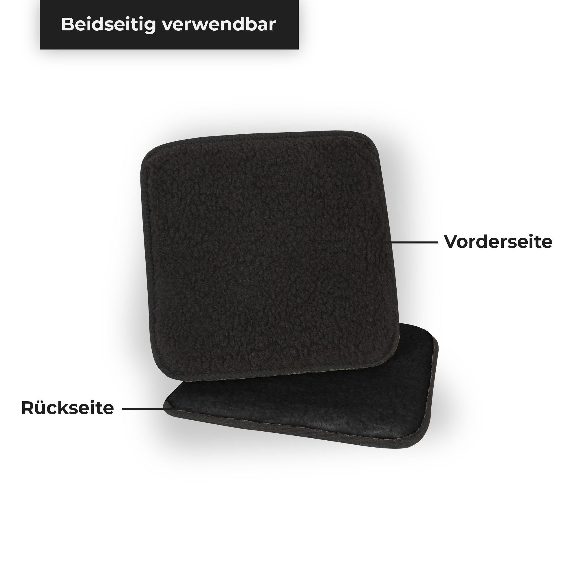 Bestlivings Stuhlkissen Lammflor Optik, 37cm x 37cm x 4cm - Sitzauflage Uni, Stuhlpolster Stuhlauflage