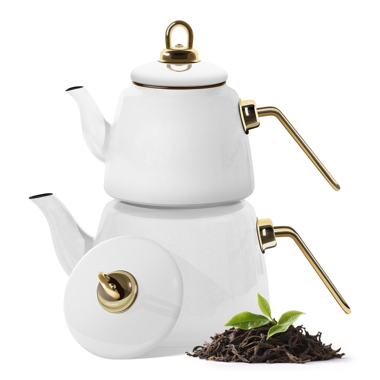 HOMELUX Teekanne Induktionsgeeignet, Wasserkessel, Turkische Teekocher 2L+1L, (4-tlg, Induktion), Für alle Herdarten geeignet