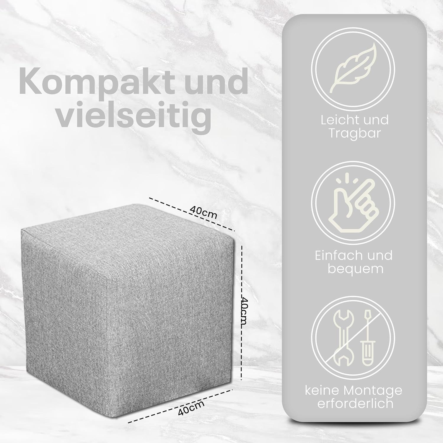 Best for Home Sitzhocker Best For Home Cube Pouf – Stilvoller Samt Hocker & Fußhocker (verschiedene Farben), Handwerksqualität,TOP Preis-Leistungs-Verhältnis