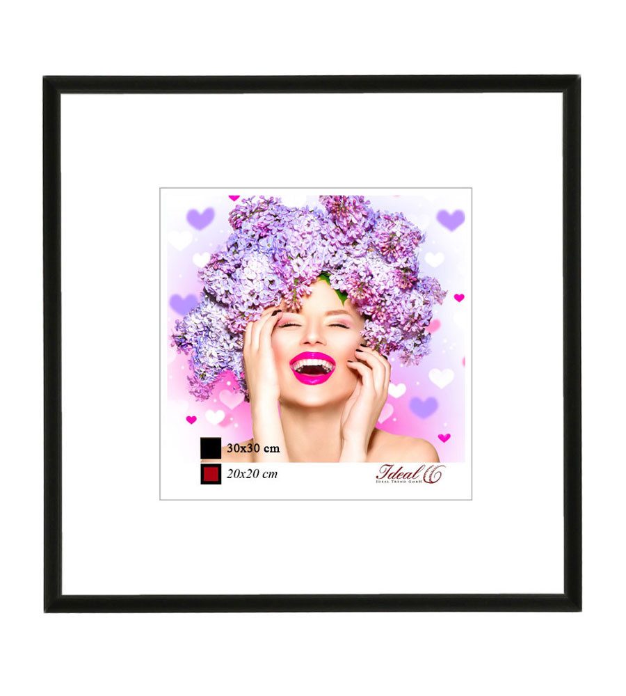 IDEAL TREND Bilderrahmen Photo Style Kunststoff Bilderrahmen quadratisch Foto Rahmen Picture Fr, für 1 Bilder (1 St), Hochwertiger Kunststoffrahmen halbrunde Leiste Echtglas MDF-Rückwand