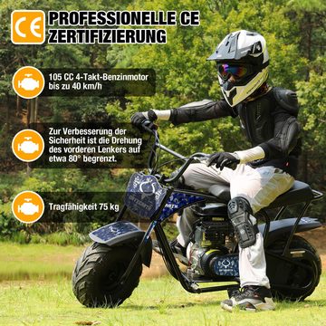 HomeMiYN Dirt-Bike Mini-Dirt-Bike für Kinder, 105 cc,gasbetriebenes Offroad-Motorrad