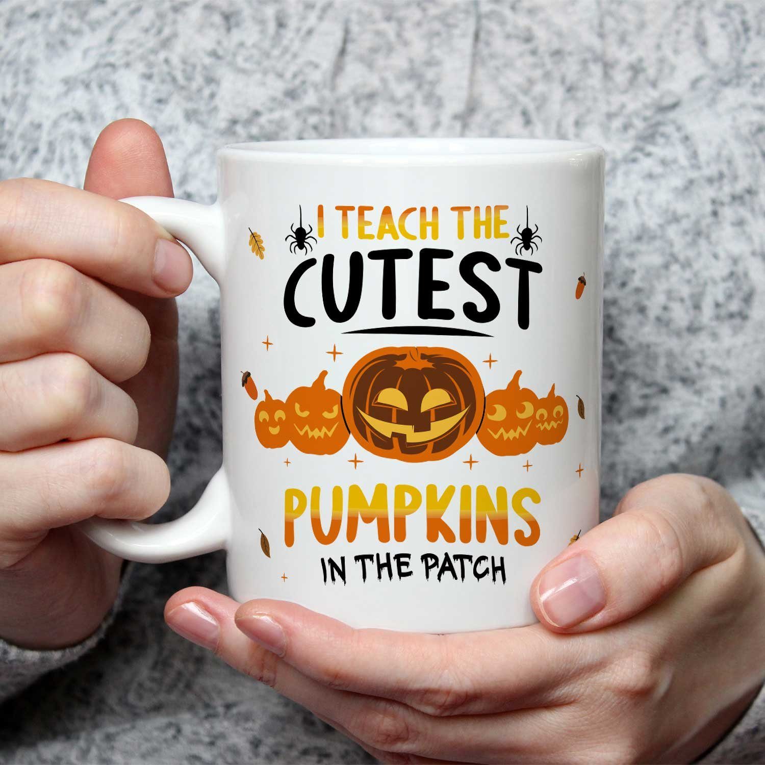 teach Tasse Tasse I Schaurige mit Weiß the - Pumpkins Halloween GRAVURZEILE Spruch cutest -