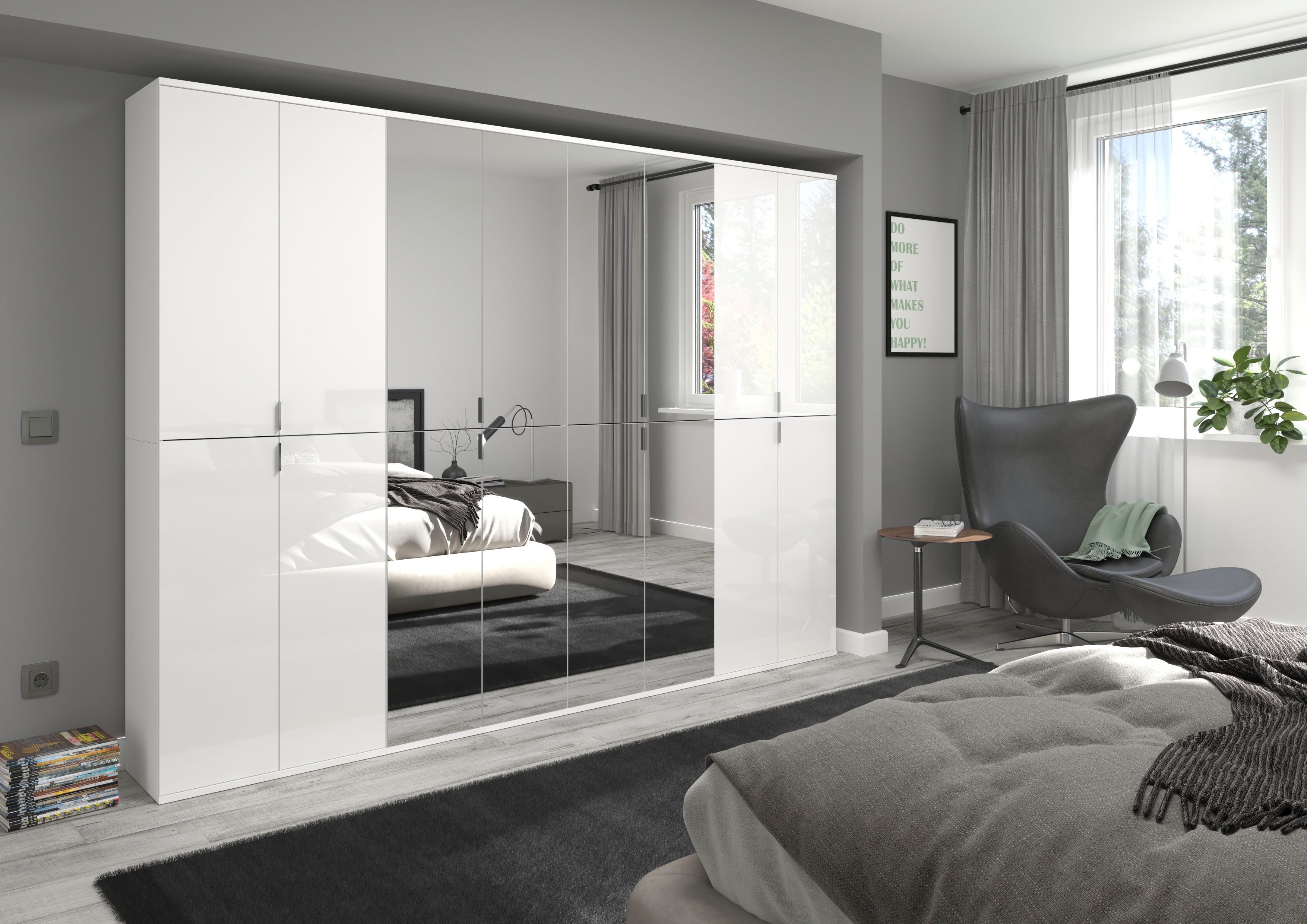 Home affaire Garderoben-Set Trondheim, Breite 244 cm, best. aus 4 Schränken, 16 Türen, 36 Fächer, (Set, 4-St), inkl. ausziehbarer Kleiderstange, Garderobenschrank, Kleiderschrank