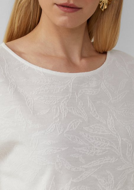 s.Oliver BLACK LABEL Kurzarmshirt T-Shirt mit Strukturmuster Stickerei günstig online kaufen