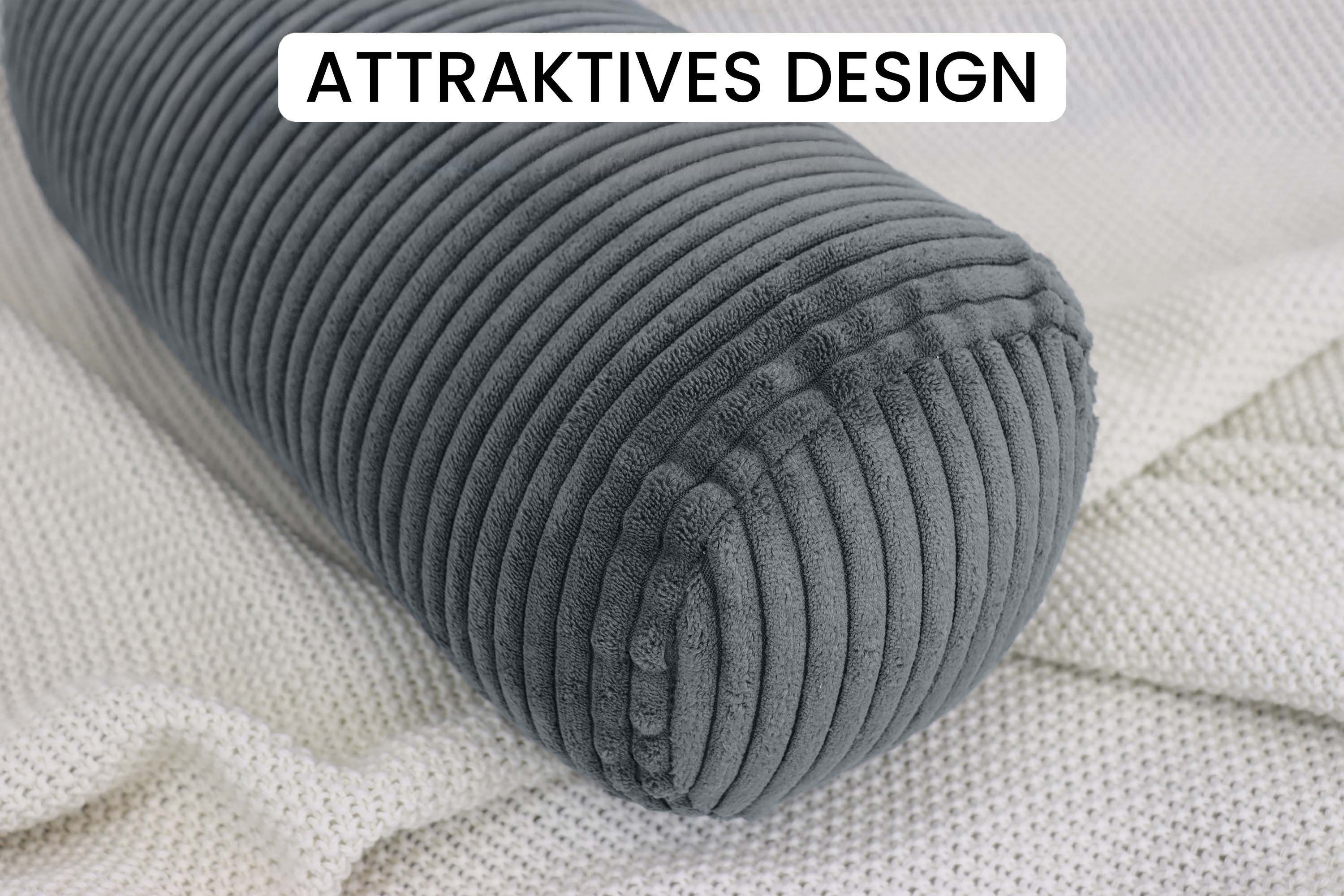 Amilian Nackenrollenbezug 15x40 cm - Ersatzbezug für Nackenrolle; Bettrolle; Kissenrolle, waschbarer Bezug mit verdecktem Zip für leichtes Abnehmen.