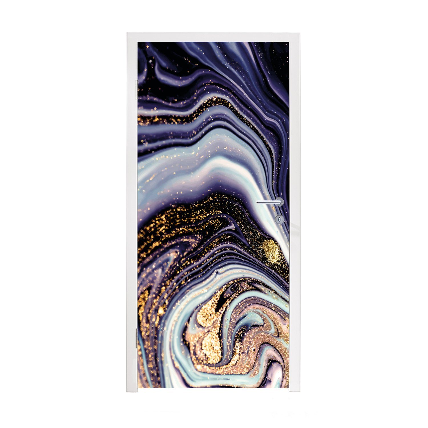 MuchoWow Türtapete Marmor - Lila - Luxus - Marmoroptik - Glitzer, Matt, bedruckt, (1 St), Fototapete für Tür, Türaufkleber, 75x205 cm
