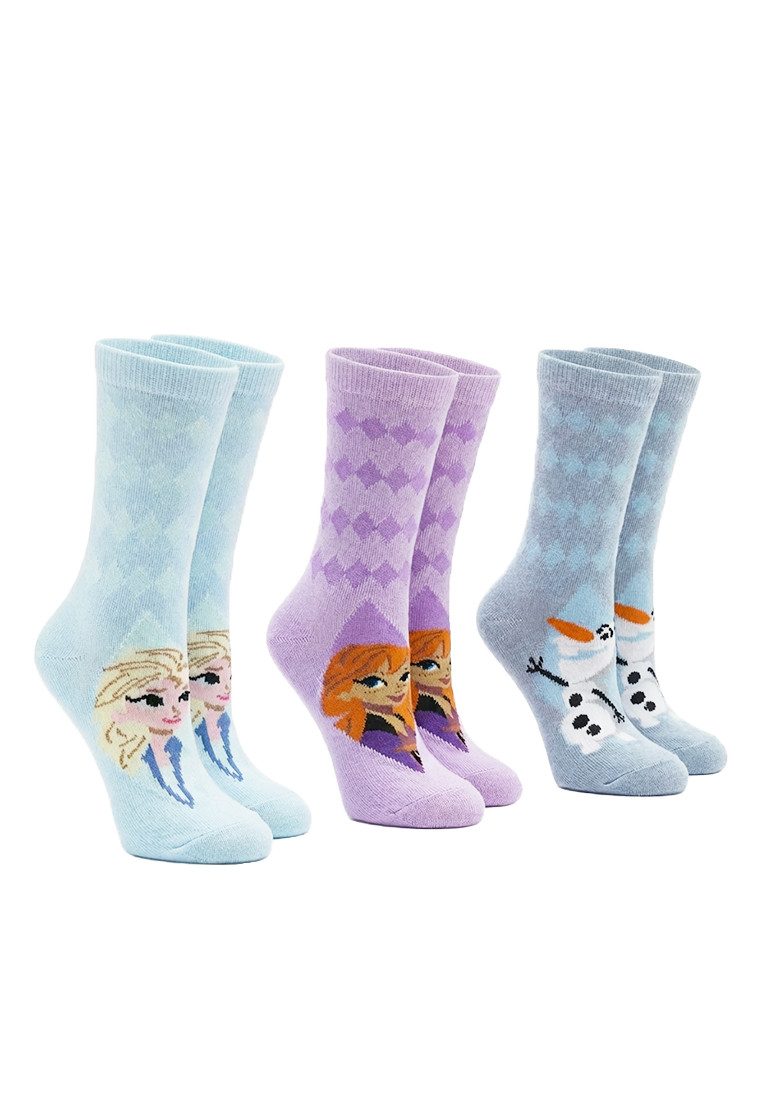 ONOMATO! Socken Frozen Die Eiskönigin Mädchen Socken 3er Pack Anna Elsa Olaf (3-Paar)