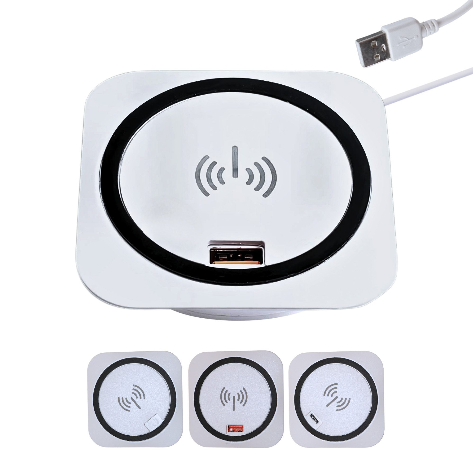 kalb Einbau Schnellladegerät weiß kabelloses Laden USB Charger 2x USB-Ports Indu