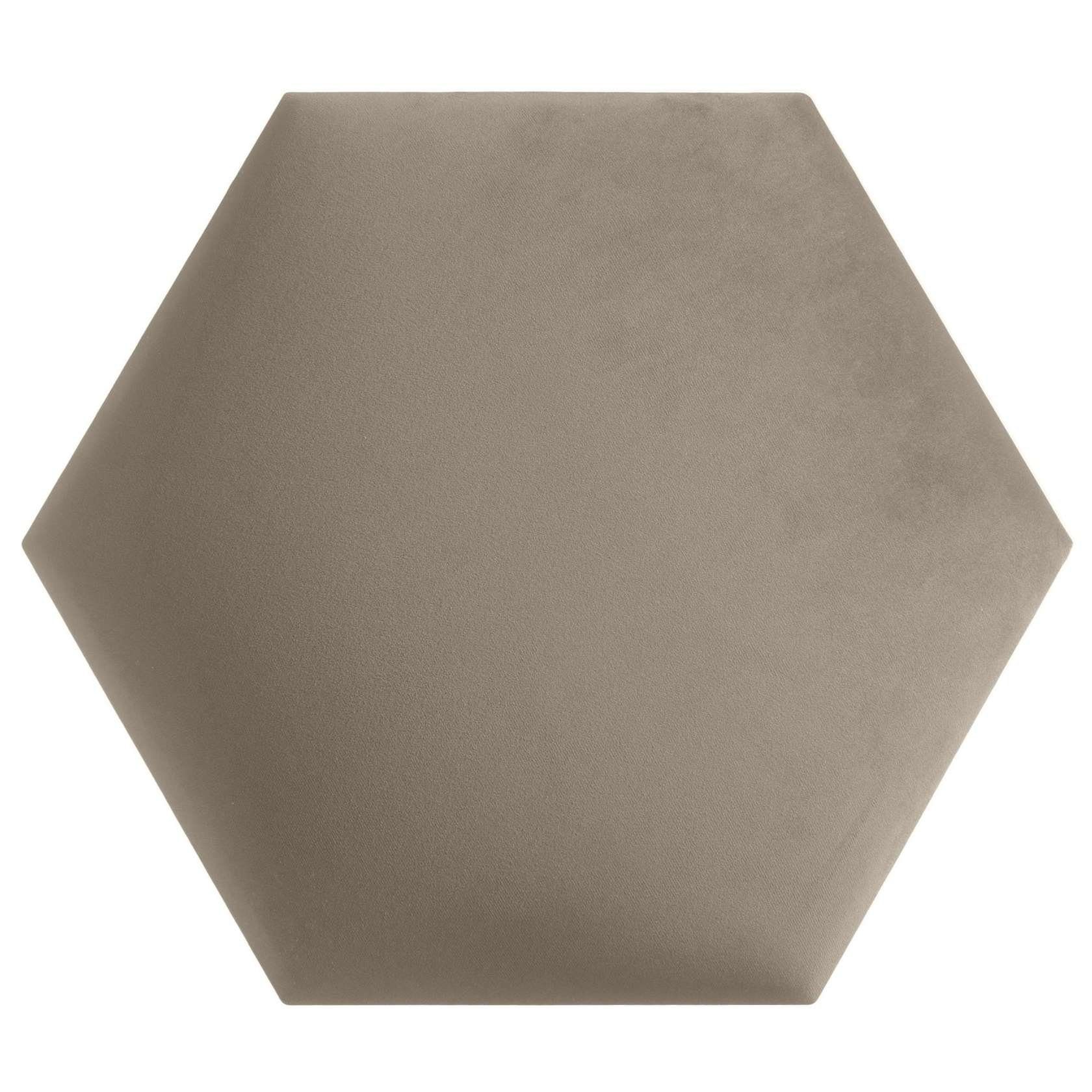 softwalls Kopfteil Wandkissen Stoff - Samt - Wandpaneele, Beige - Hexagon, (1 St., 5 (sehr gut), Schalldämmend