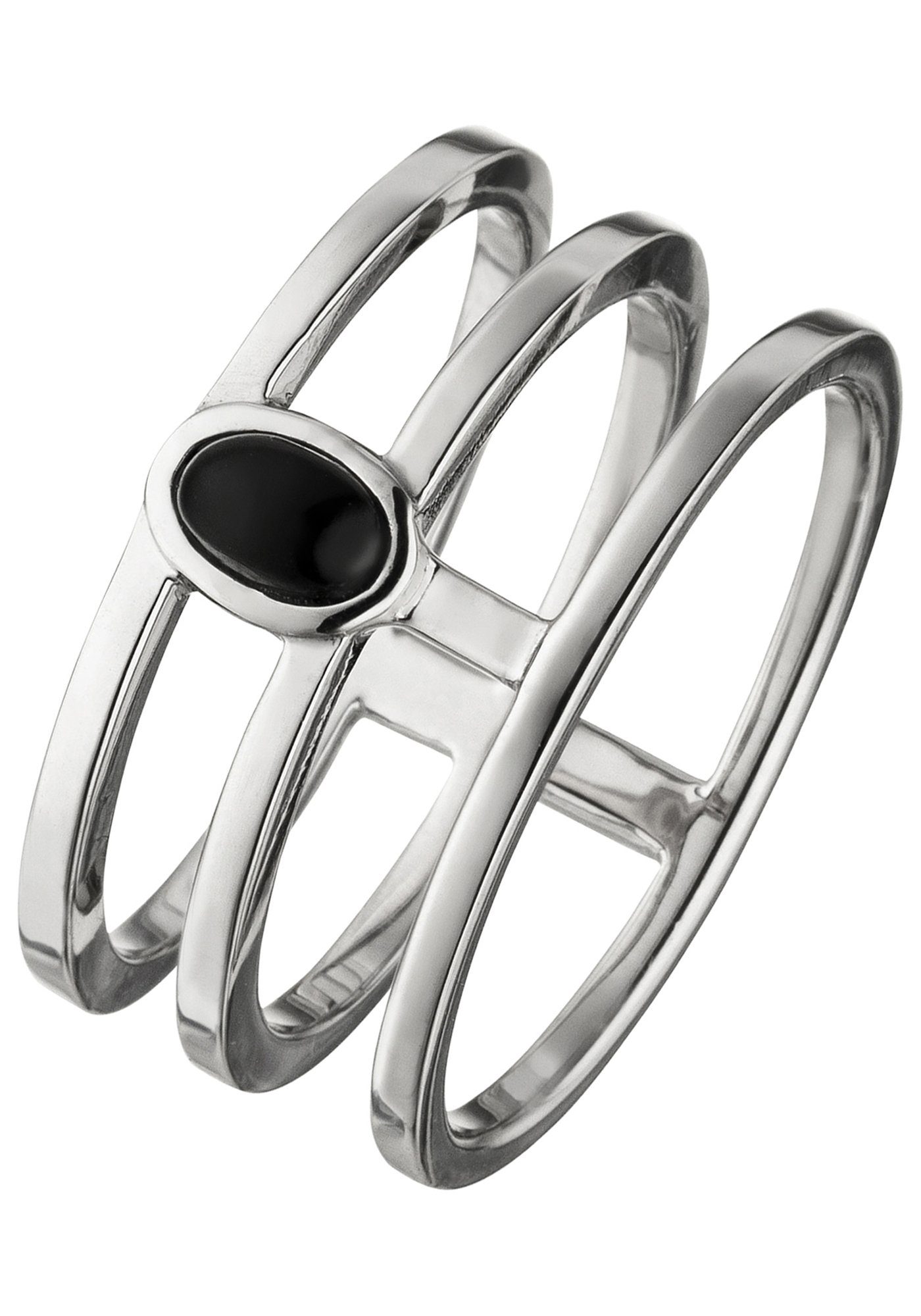 JOBO Silberring, 3-reihig 925 Silber mit Onyx günstig online kaufen