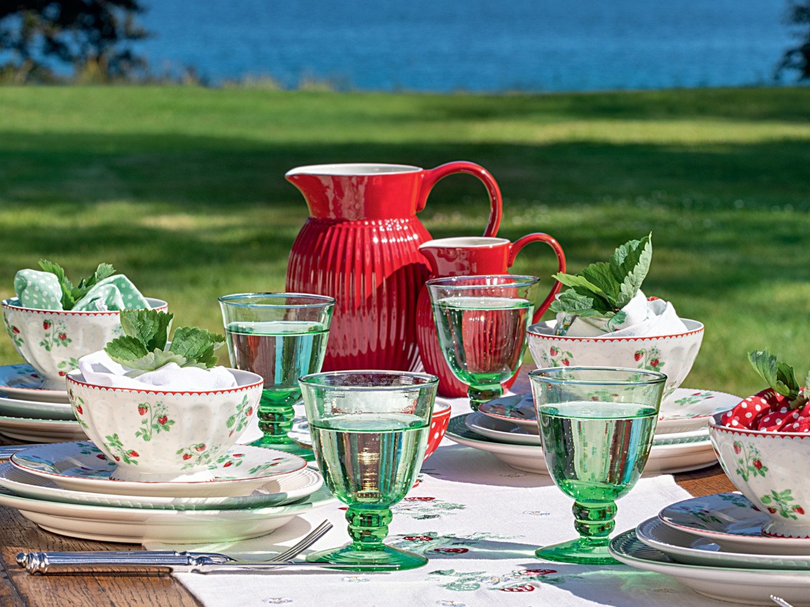 Greengate Besteck-Set Dotty Besteckset rot 4tlg, Acrylic