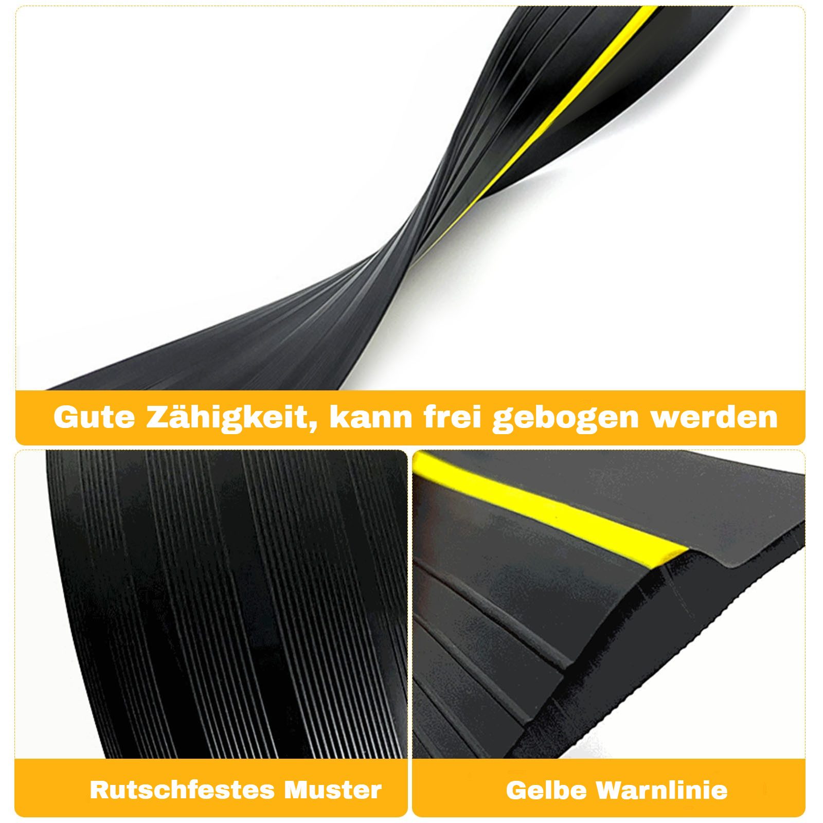 BlingBin Türdichtband Wetterfeste Garagentor-Schwellendichtung aus Gummi, (1er Set, 1-St., 80 mm × 18 mm × 9FT), DIY Bodenabdichtung gegen Wasser und Staub für  – Bild 5 von 5