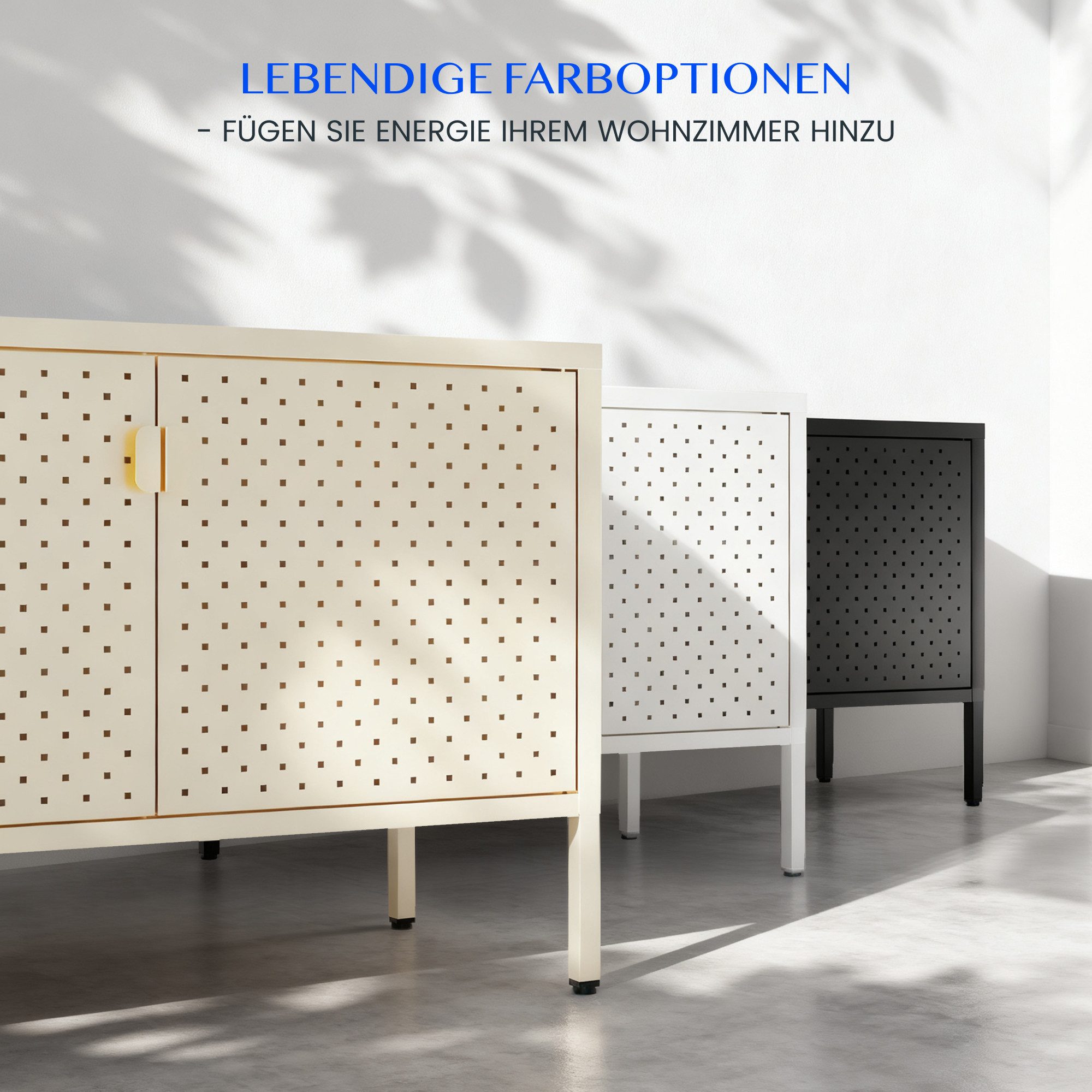 FLEXISPOT TV-Schrank Modernes Metall Sideboard– TV-Schrank mit perforierter Front – Bild 5 von 5