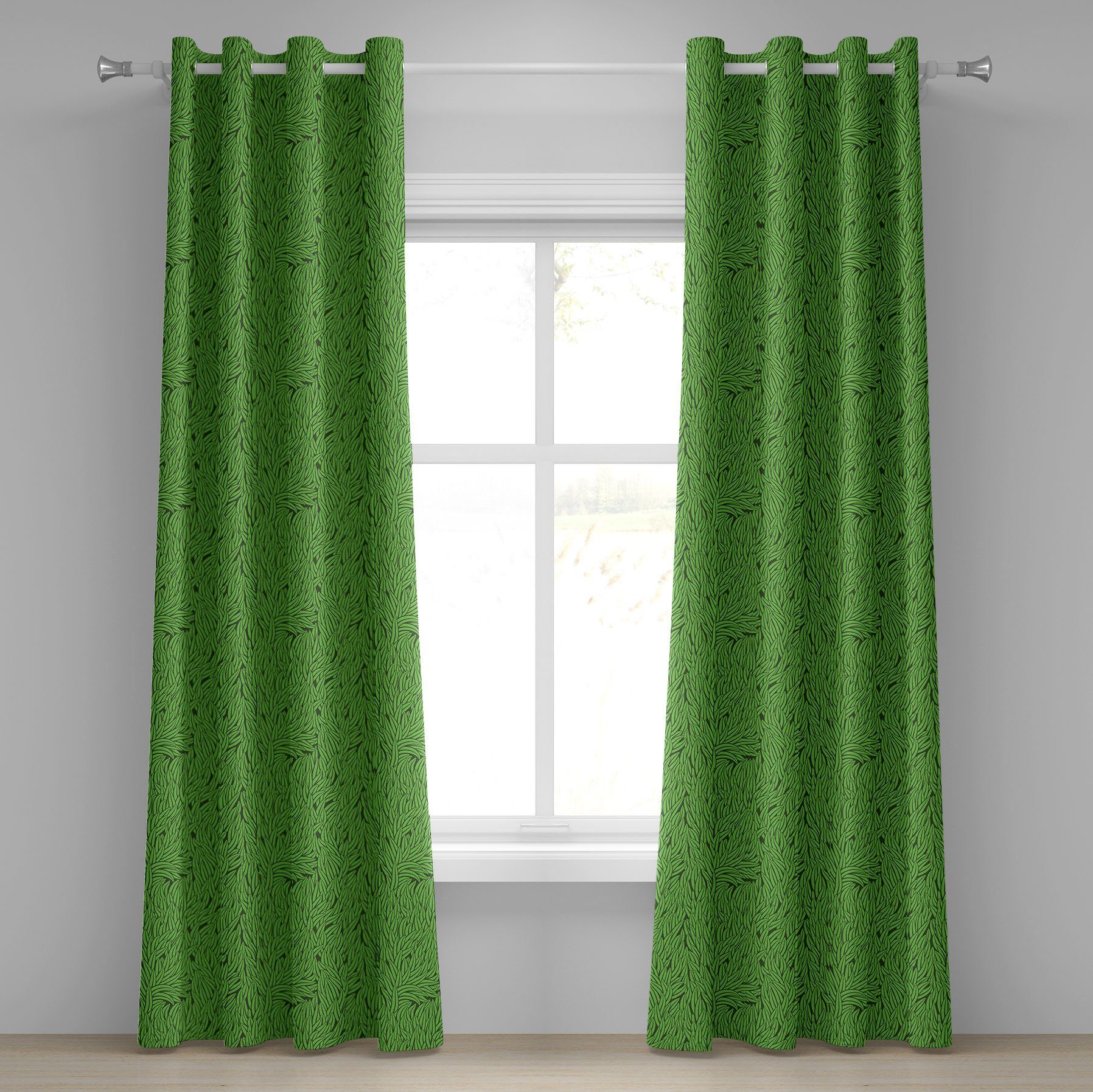 Gardine Dekorative 2-Panel-Fenstervorhänge für Schlafzimmer Wohnzimmer, Abakuhaus, Grün Grass Wachstum Zusammenfassung
