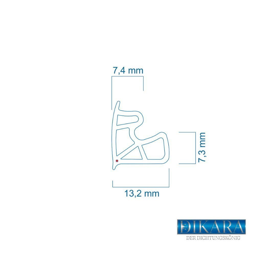 Dikara Profildichtungsband Stahlzargendichtung Höhe 15,5mm Breite 13mm Türdichtung Gummidichtung, Antidehnungsfaden, TPE, thermoplatisches Elastomer