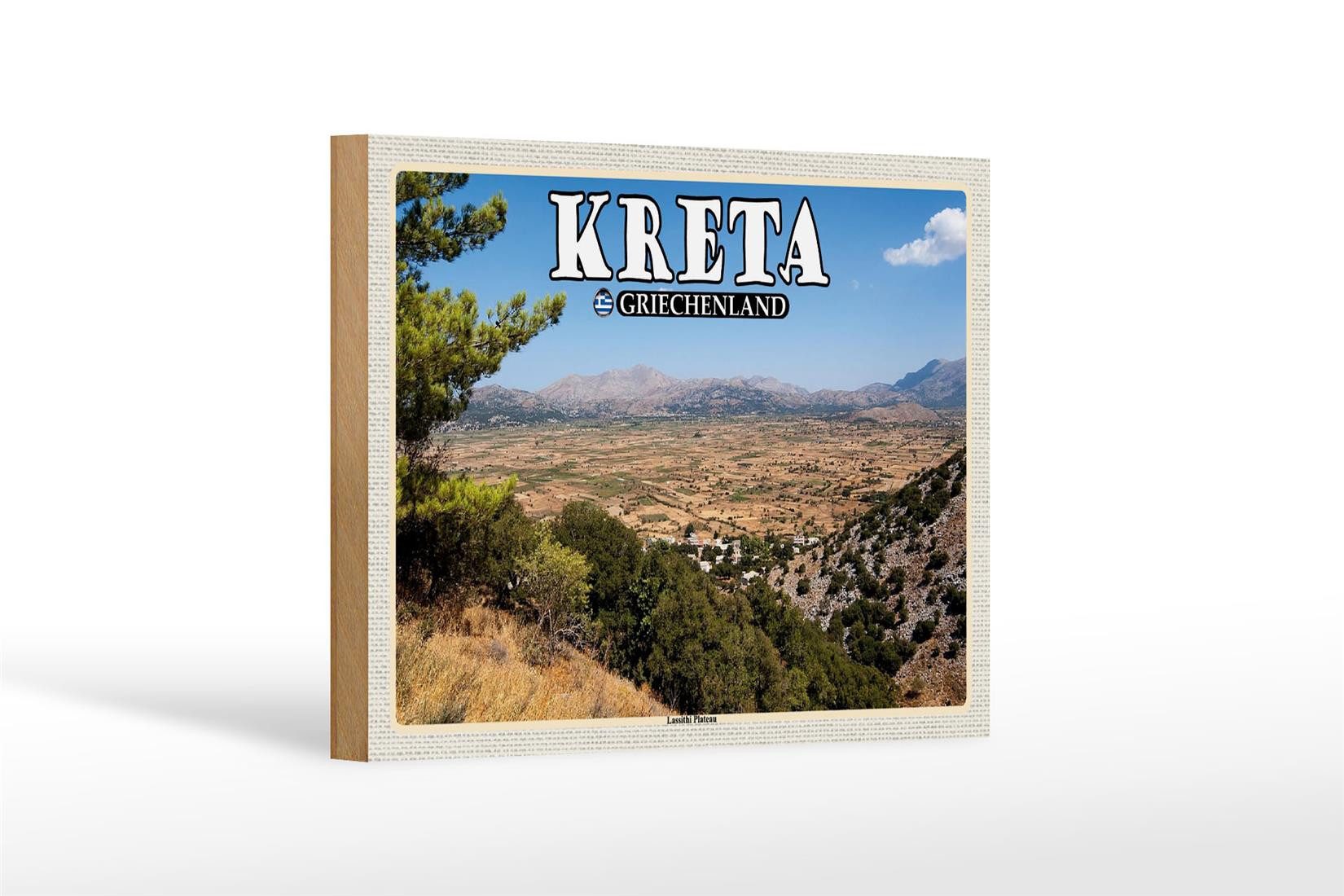 Holzbild Reise 18x12 cm Kreta Griechenland Lassithi Plateau