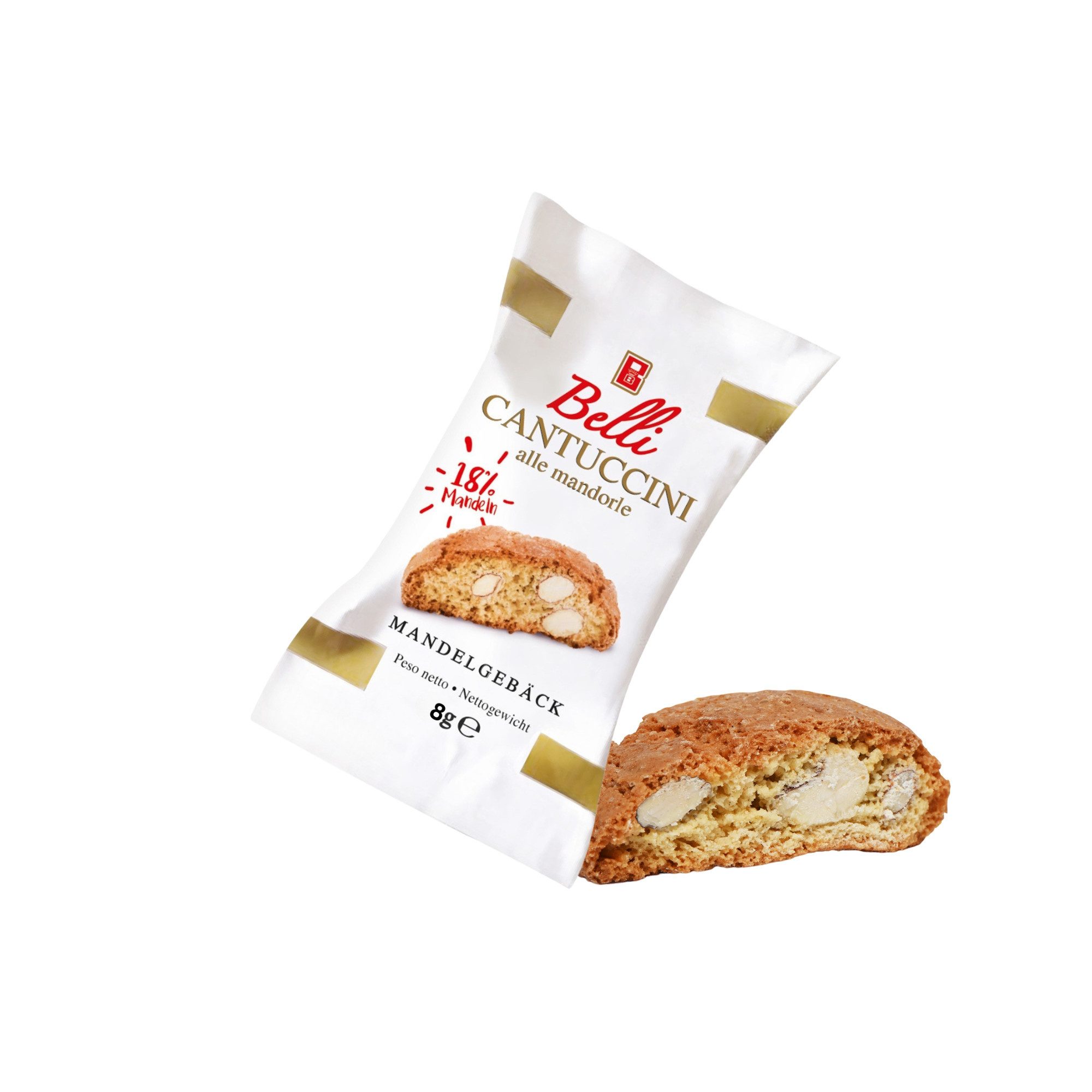 Belli Cantuccini Kekse Belli Cantuccini Mandelgebäck 75x 8g pro Box einzeln verpackte Kekse, 1 x (75x einzeln verpackte Gebäckstücke, traditionelles italienisch – Bild 2 von 5