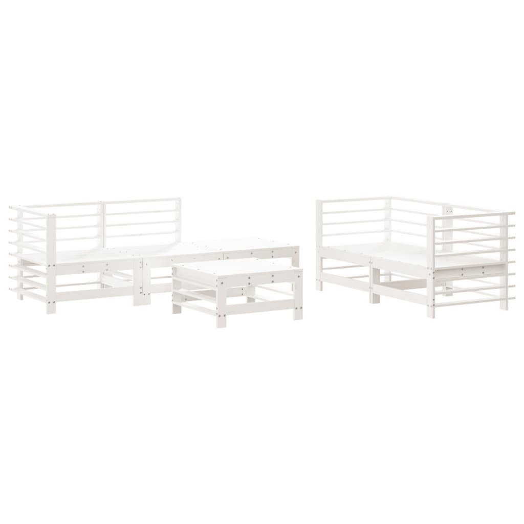 vidaXL Gartenlounge-Set 6-tlg. Garten-Lounge-Set Weiß Massivholz Kiefer, (6-tlg)
