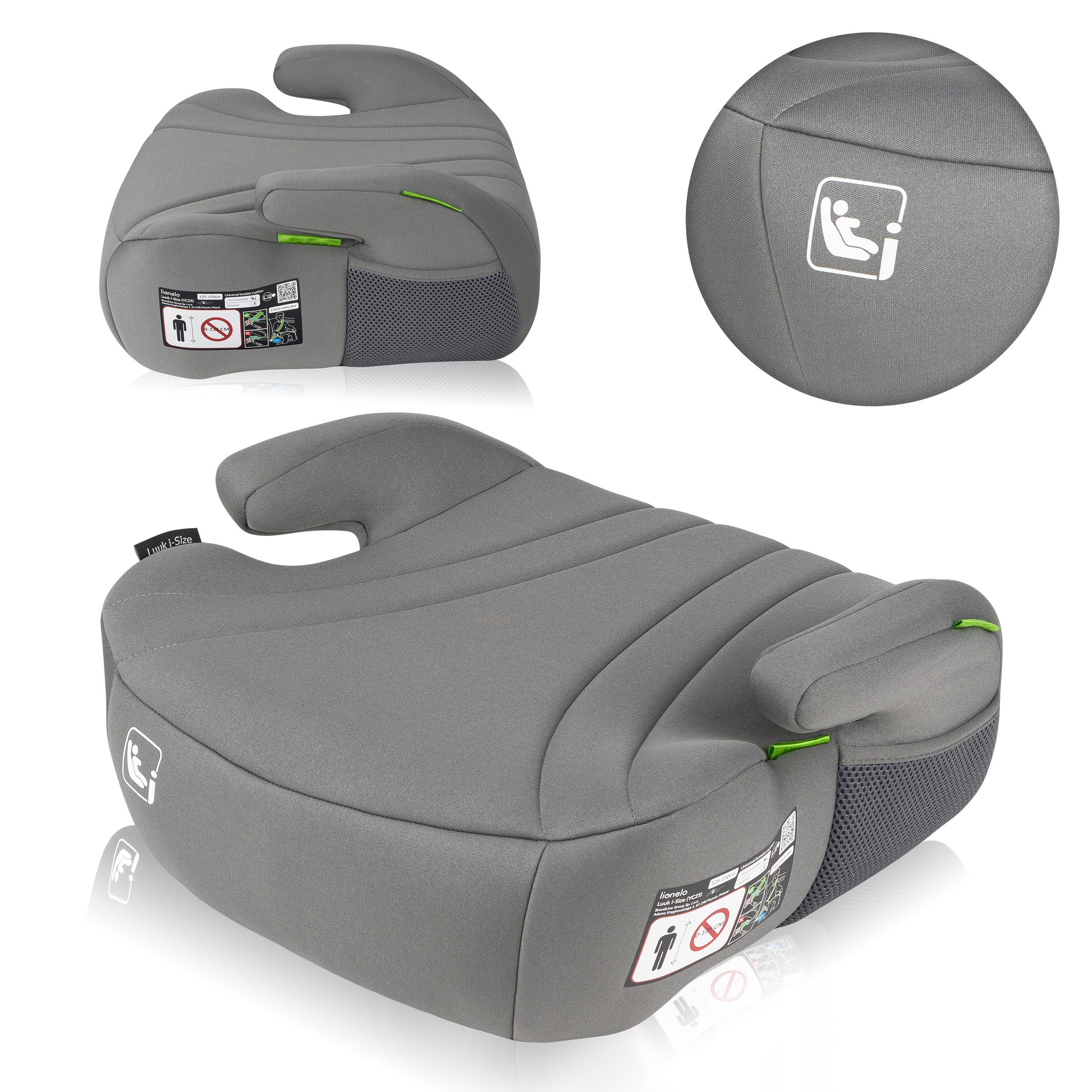 lionelo Autokindersitz LUUK I-SIZE, ab: 125 cm, bis: 150 cm, (Set), i-Size/EPE-Sitzfläche/Armlehnen/Waschbarer Bezug/Leicht