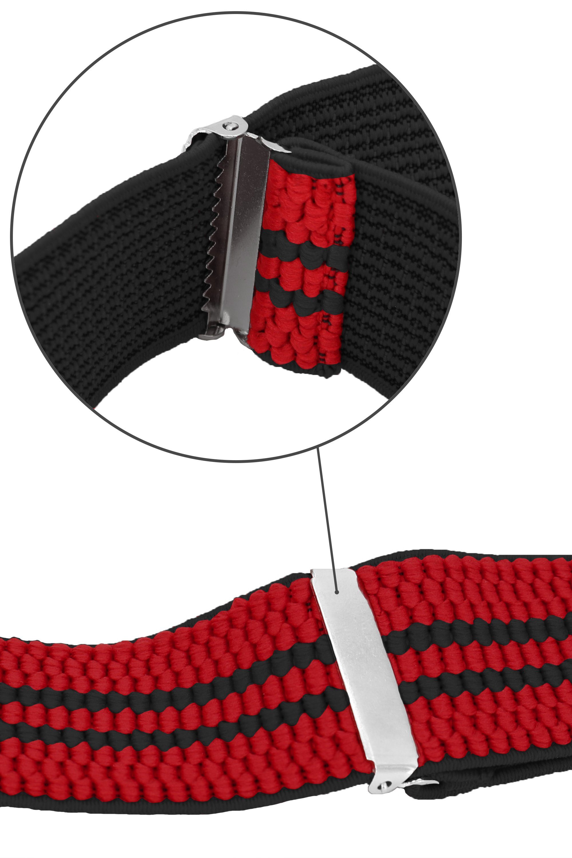 Rot Streifen) Hosenträger mit Farini schwarzen Y-Design (schwarze Clipverschluss, verstellbar Streifen starken extra Rot Breites 4cm Fabio mit