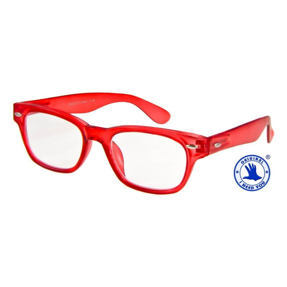 I Need You Lesebrille Woody Rot mit Etui (3,0 dpt)