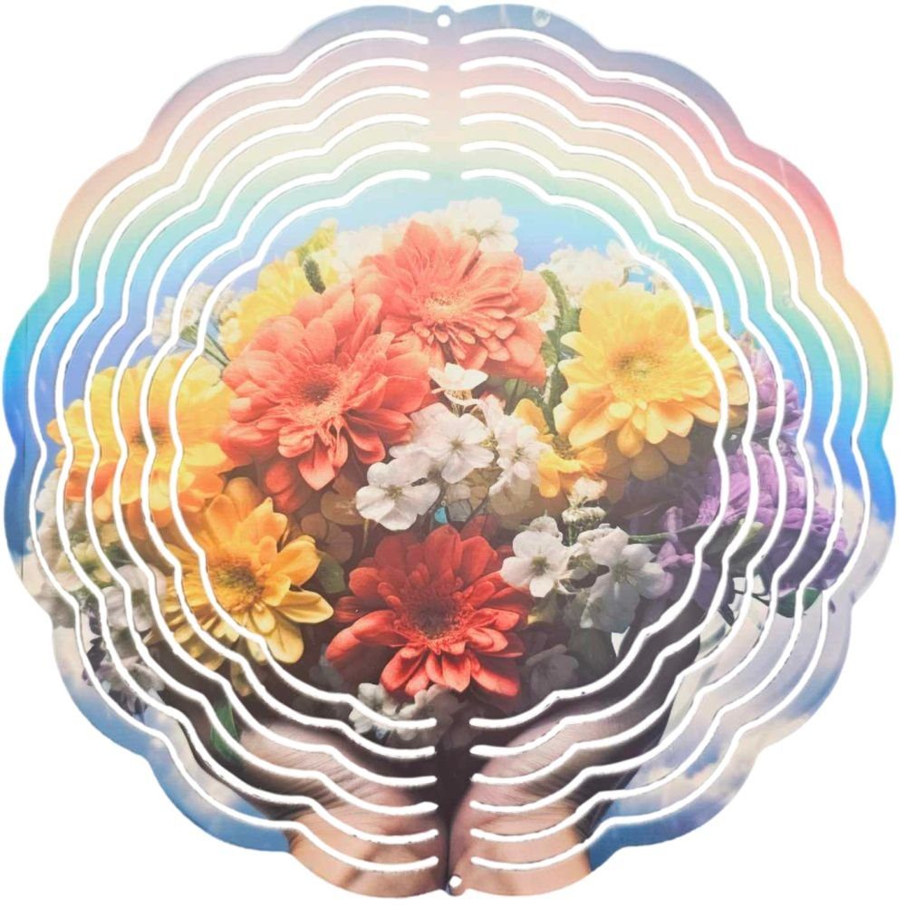 Ladreas Windspiel Edelstahl 3D Windspiel Windspinner 20cm Blumen 5 WI379