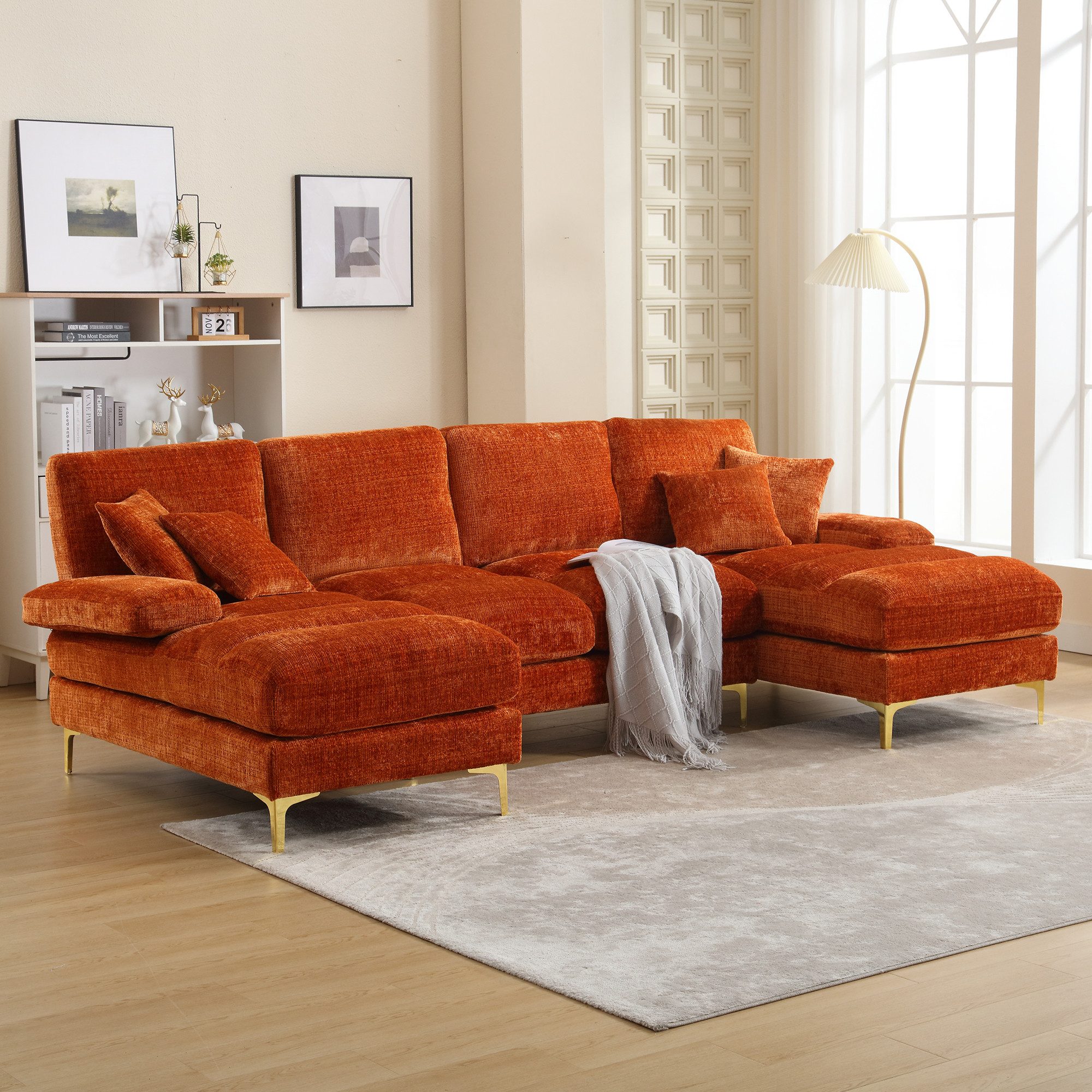 Odikalo Big-Sofa Chenille Sofa U-Form Lounge günstig online kaufen