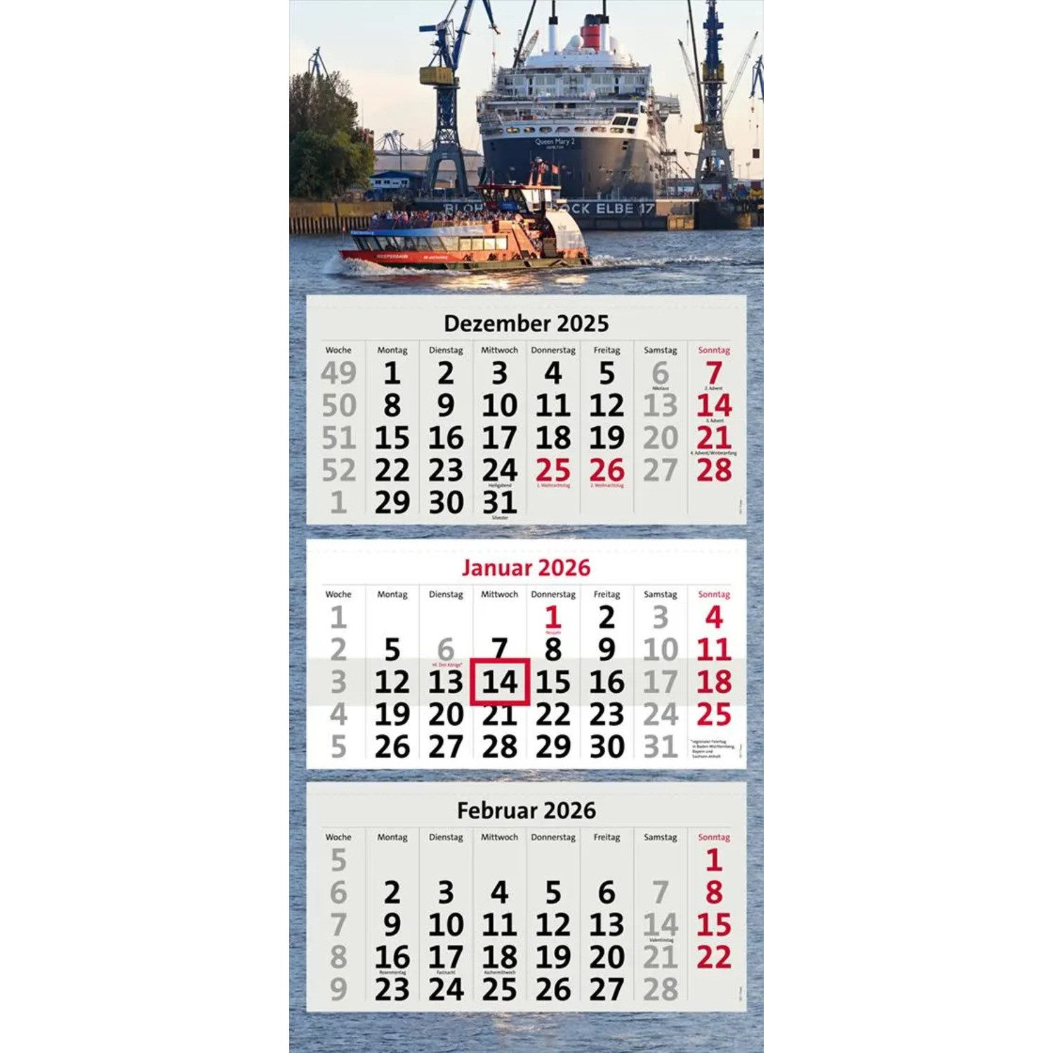 Monatskalender HAMBURGS HAFEN 2026