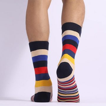 Alster Herz Freizeitsocken 5 Paar Herren Socken bunt Streifen Ringel, Baumwollmix 39-46, A0574 (5-Paar) aus BAUMWOLLE in verschiedenen MUSTERN