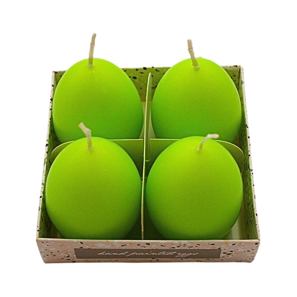 Dekohelden24 Formkerze Unikerzen in verschiedenen Farben (Ostereikerzen, 4-tlg., Set aus 4 Ostereikerzen), Ideal für Osterdekoration, in unifarben grün