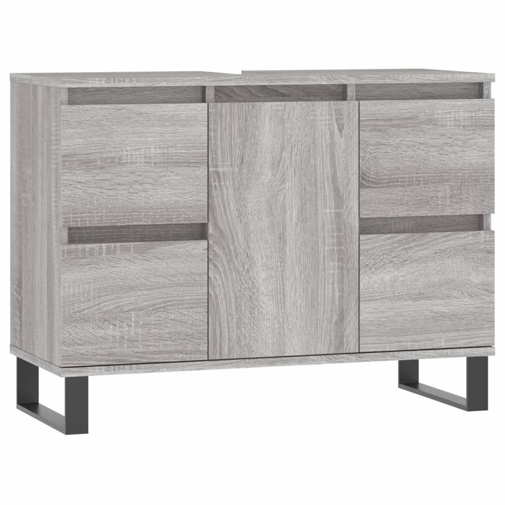 vidaXL Waschtisch NA Badschrank Grau Sonoma 80x33x60 cm Spanplatte